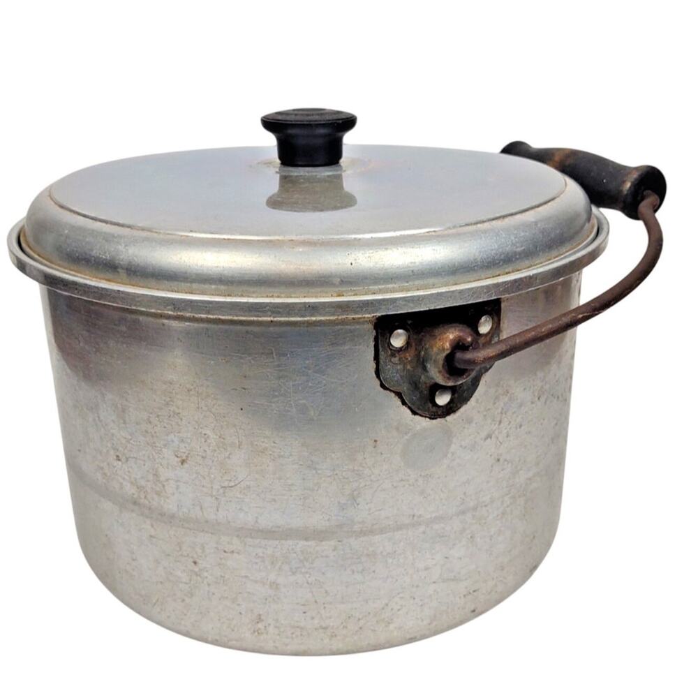 VTG Maid of Honor 8 Quart Aluminum Pot w Lid & Wooden Bail Handle Sears Best